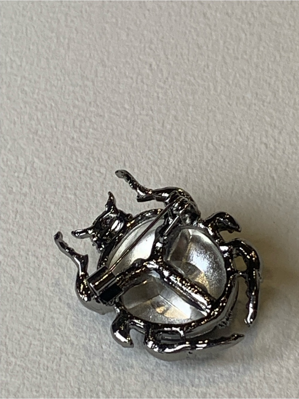Matte Black Scarab Beetle Brooch Gunmetal - Picture 3 of 5